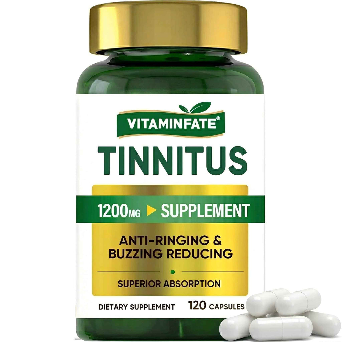 Tinnitus Relief for Ringing Ears 1200mg - 120 Capsules Advanced Ear Health Support Supplement - Supports Ear Health and Reduces Tinnitus Symptoms - Non-GMO & Vegan