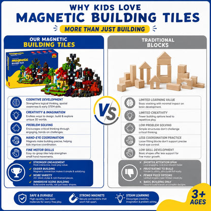 Magnetic Building Blocks 150PCS, 0.8in Stacking Cubes STEM Toy Kids Ages 3+