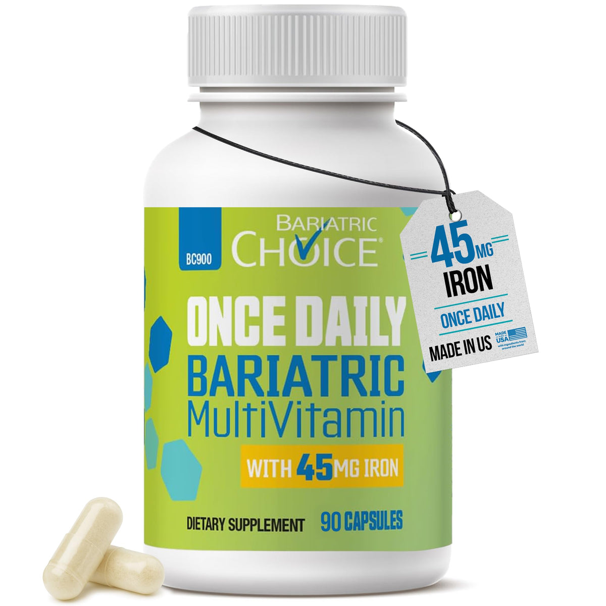 Bariatric Choice Once-Daily Bariatric Multivitamin with 45 mg of Iron - Easy to Swallow Capsule - Vitamin for Bariatric Surgery Patients
