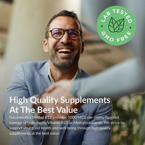 Futurebiotics Methyl B12 5000 MCG Vitamin B12 Methylcobalamin, Cherry Flavor Non-GMO, 60 Vegetarian Lozenges