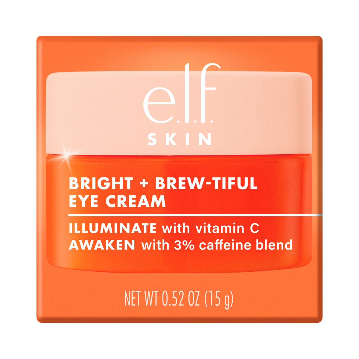 e.l.f. SKIN Bright + Brew-tiful Eye Cream - Brightening & De-puffing Caffeine Eye Treatment (Vegan & Cruelty-Free)