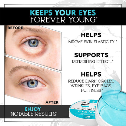 Under Eye Patches - Collagen, Caffeine & Hyaluronic Acid (30 Pairs)