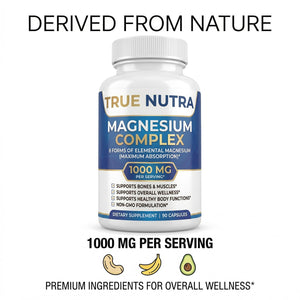 True nutra Magnesium Complex，Advanced 8-in-1 Magnesium Blend，Glycinate, Citrate, Malate, Taurate etc，High Formula，90 Capsules true nutra buy supplements Au