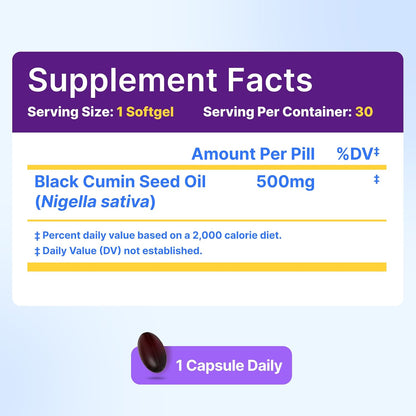 InnovixLabs Black Seed Oil Softgels, 500mg - Antioxidant Support for Immune & Joint Health - Cold Pressed Nigella Sativa Black Cumin Seed Oil - Enteric Coated for Reduced Burps - 30 Softgels