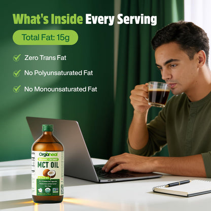 Orgaheal Organic MCT Oil from Pure Coconut with C8 & C10 | Glass Bottle | 16.9 fl oz (500 ml) | Rapid Keto | Brain & Body Fuel | USDA Organic Certified | Vegan, No Fillers