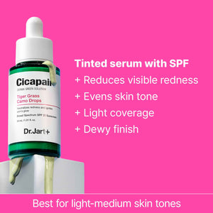 Dr.Jart+ Cicapair Tiger Grass Camo Drops Tinted Serum SPF 35 with Centella Asiatica - Skin Tint - Korean Skin Care Makeup Hybrid, 1.01 Fl Oz