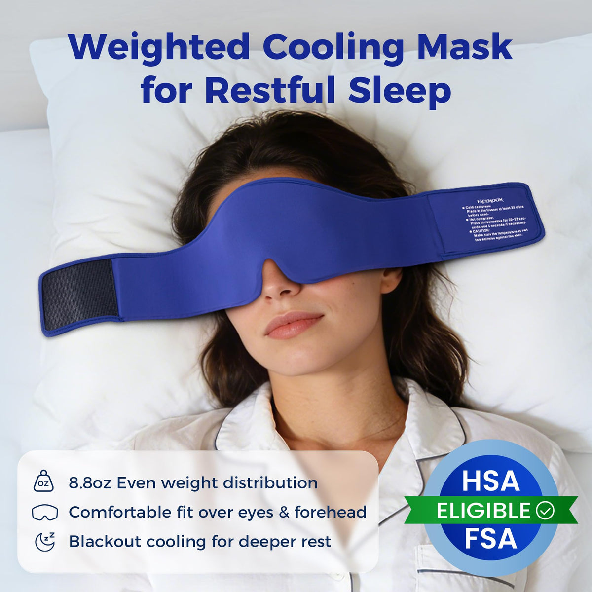 Cooling Gel Eye Mask for Sleep & Migraine Relief - FSA/HSA Eligible (Blue)