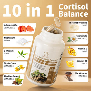 2 Pack Cortisol Supplements for Women & Men - 10-in-1 Cortisol Reducer Manager Detox with Ashwagandha, Magnesium - Lower High Cortisol Levels, Relaxation & Night Support, Non-GMO, 120 Capsules BBEEAAUUBuy Supplements Australia