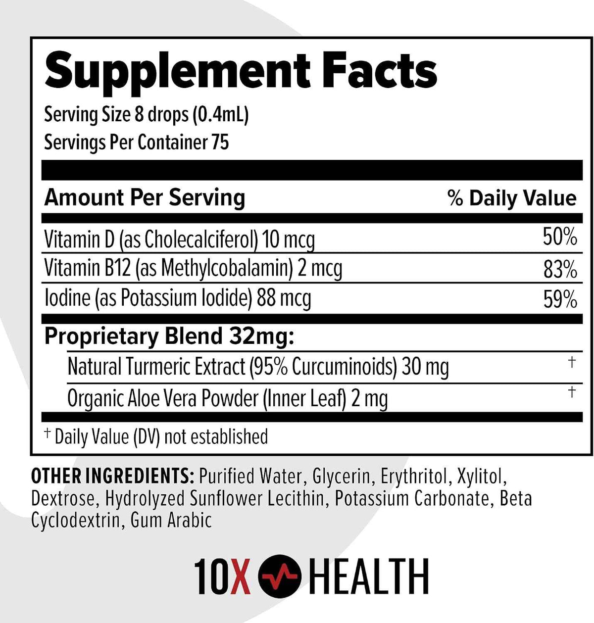 10X Health Turmeric Curcumin Supplement - with D3 & B12 - Curcumin: with Vitamin D3 & B12, Joint, Immunity & Heart Support, 30mL