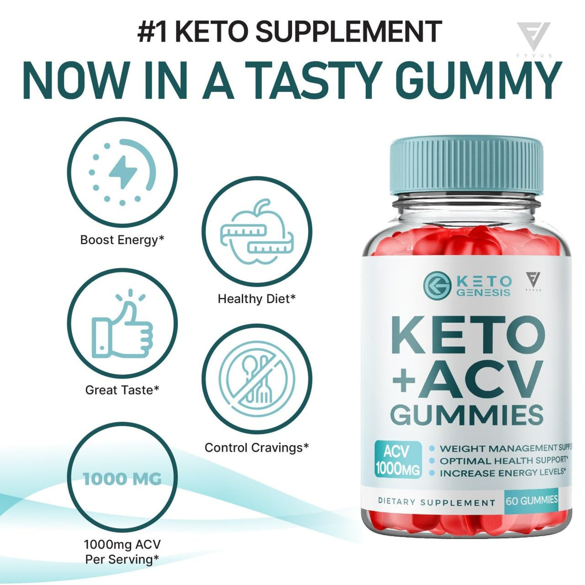 Keto Genesis Keto ACV Gummies Advanced Weight Loss, Ketogenesis Keto + ACV 1000MG