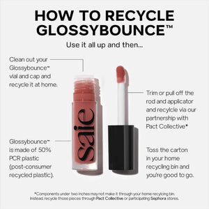 Saie Glossybounce High-Shine Hydrating Lip Gloss Oil - Sheer Tinted Lip Oil with Hyaluronic Acid + Jojoba Oil for Long-Lasting Moisture (.17 oz) (Disco + Bounce) SaieBuy Supplements Australia