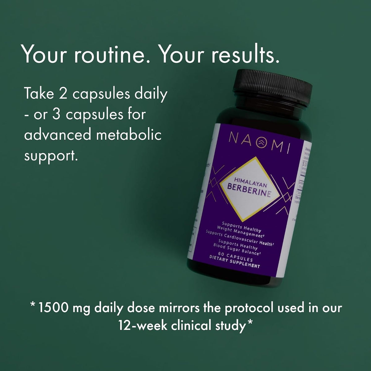 NAOMI Himalayan Berberine 500mg - Supports Healthy Metabolic Function & Balanced Lipid Profile - Patented HIMABERB, 97% Pure Berberine HCl, Supports Healthy Energy, 60 Capsules, 1-Month Supply