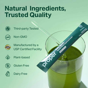 Proper The Essentials Super Foods Powder 5-Stick Variety Pack - Super Greens, Gut Health, Metabolism & Energy, Calm Magnesium Powder & Immune Support Supplement Packs