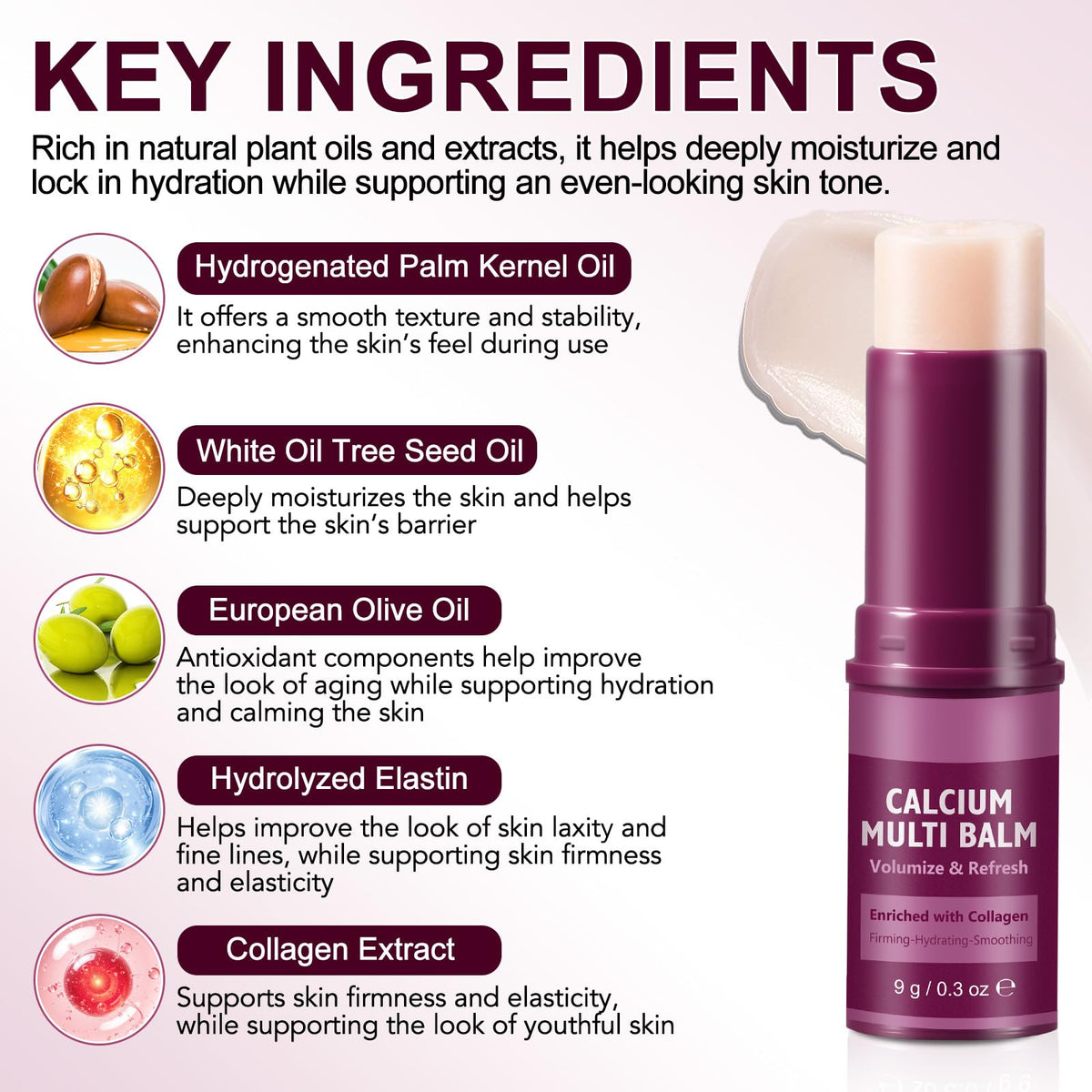 QYQIZWIA Calcium & Collagen Multi Balm Stick - 2 Pack (9g each)