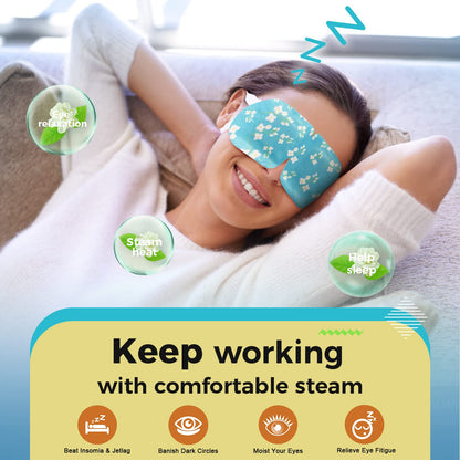 16-Pack Jasmine Steam Eye Masks – Refreshing Warm Compress for Dry Eyes, Tired Eyes & Dark Circles | Disposable Heat Sleep Mask | Travel Ready Spa Set