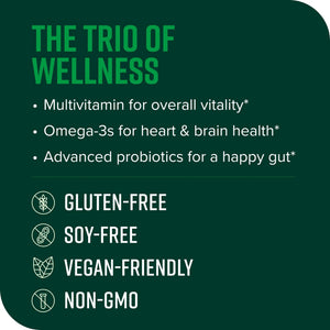 Vibrant Health, Trilogy Vegan, Probiotic Multivitamin with an Essential Blend of Omega-3 from Vegan Algal Oil, Vitamin A, B12, C, D3, E Vibrant Health