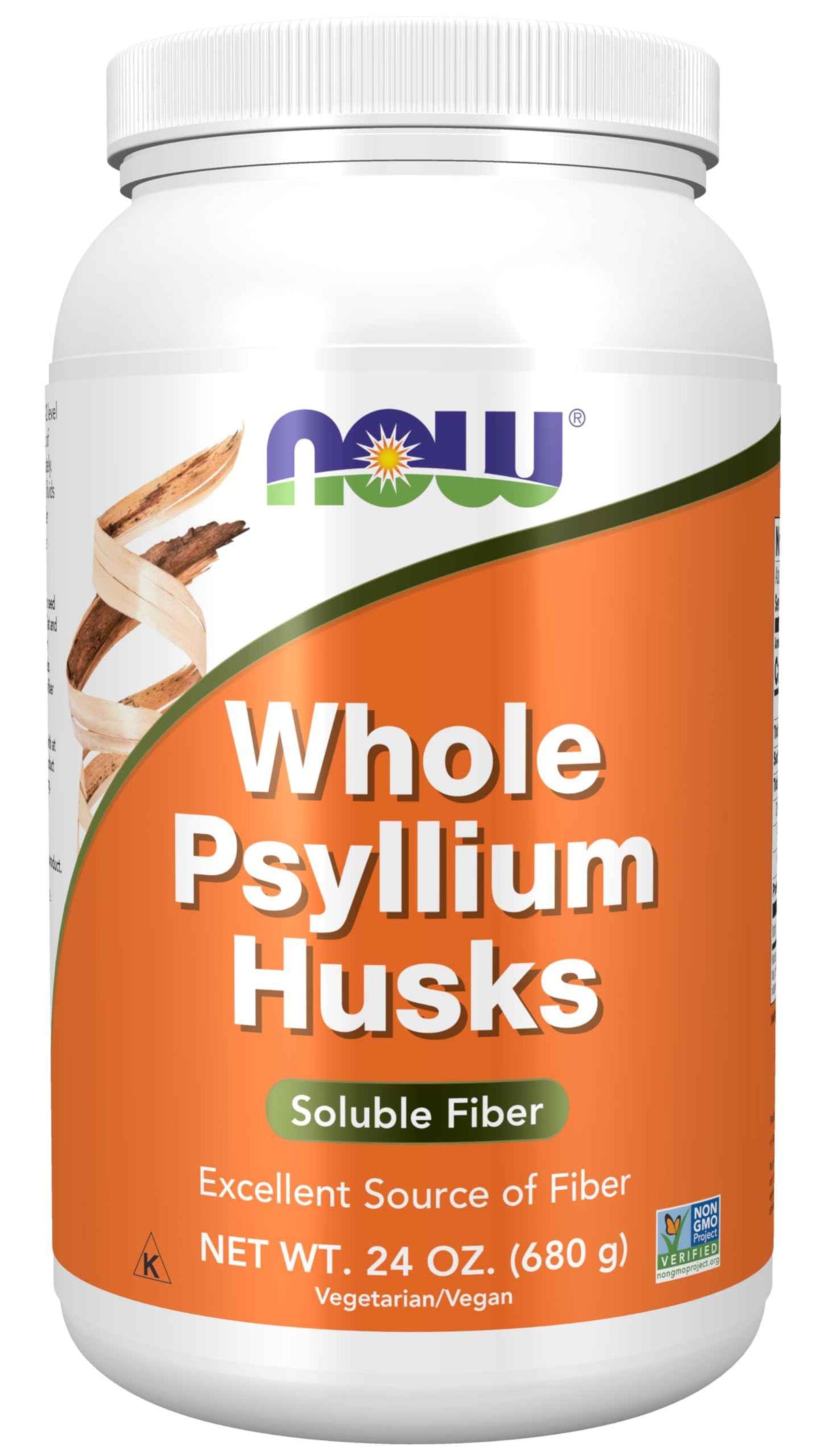 NOW Foods Supplements, Whole Psyllium Husks, Non-GMO Project Verified, Soluble Fiber, 24-Ounce