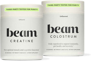 BEAM Creatine + Colostrum Bundle - Micronized Creatine Monohydrate for Strength, Power & Recovery with Grass-Fed Bovine Colostrum for Immune, Gut Health & Muscle Support - Third-Party Tested