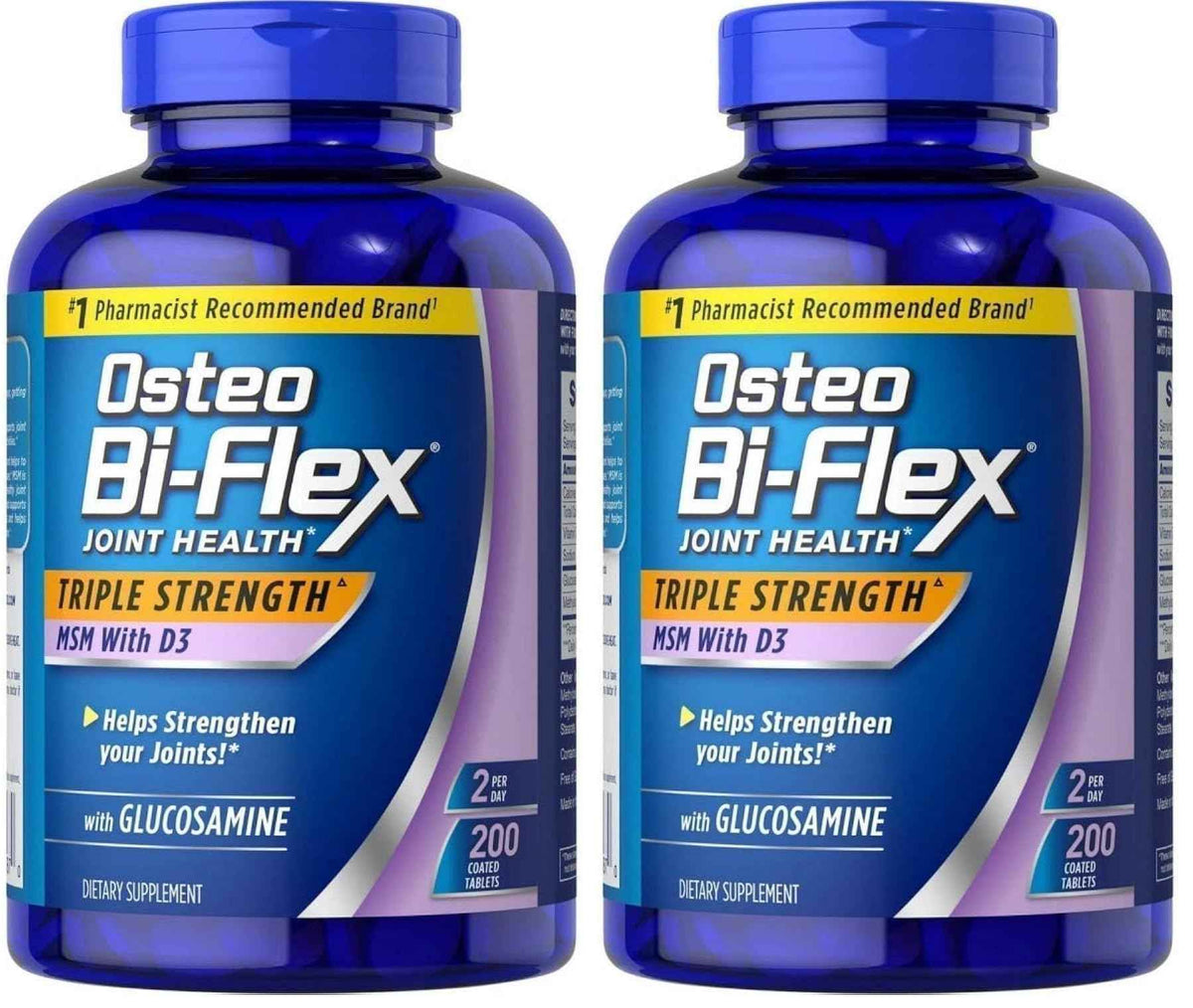 Osteo Bi-Flex Triple Strength Glucosamine 1500 mg, MSM 1500 mg with Vitamin D3 1000 UI Tablets, 200 Count (Pack of 1)