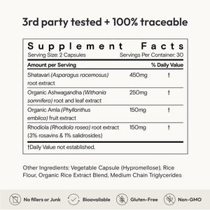 Moon Juice SuperYou Ashwagandha Supplements with Rhodiola, Shatavari & Amla - Cortisol Reducer for Energy, Mood, Focus and Stress Support, Vegan, Non-GMO & 100% Traceable, 60 Capsules, 30 Servings Moon Juice buy supplements Au