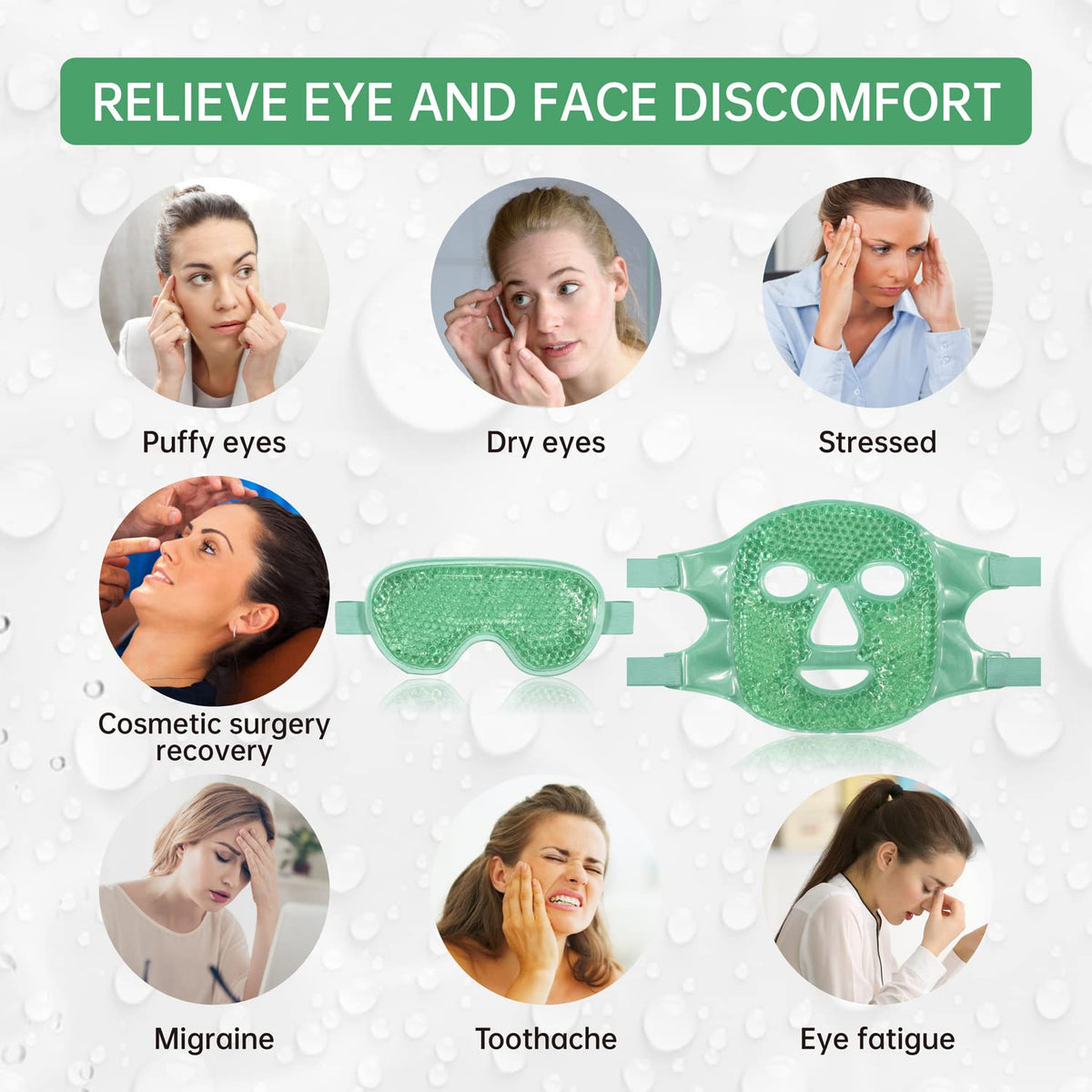 ZNÖCUETÖD Cooling Ice Face & Eye Mask – Luxury Gel Hot/Cold Pack for Puffiness, Sinus Relief, Dark Circles & Migraines | Soft Plush Backing