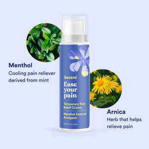 ASUTRA Relief Cream, 3 oz - Cooling Sensation, Temporary Relief from Muscle Discomfort and Soreness, 4% Menthol, Arnica Montana, and Dimethyl Sulfone (MSM)