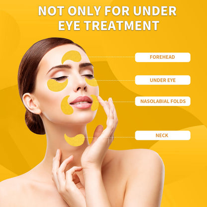 Qyiywim 24K Gold Under Eye Patches – 70 PCS Eye Gel Pads for Dark Circles, Puffiness & Eye Bags