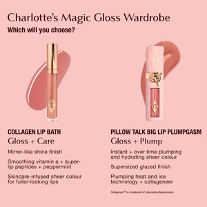 Charlotte Tilbury Pillow Talk Plumpgasm Lip Gloss - Hydrating Lip Plumper with Hyaluronic Acid & Plumpgasm Heat + Ice Technology for Juicy, Glossy Fullness - Fair/Medium