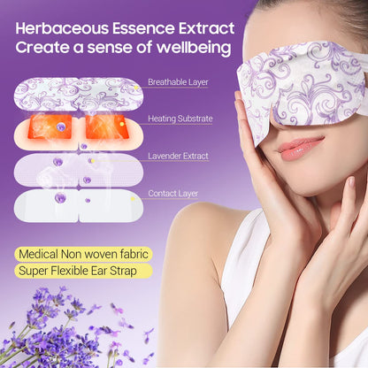 16-Pack Lavender Steam Eye Masks – Self-Heating Warm Compress for Dry Eyes, Tired Eyes & Dark Circles | Disposable Heated Sleep Mask & Travel Essentials
