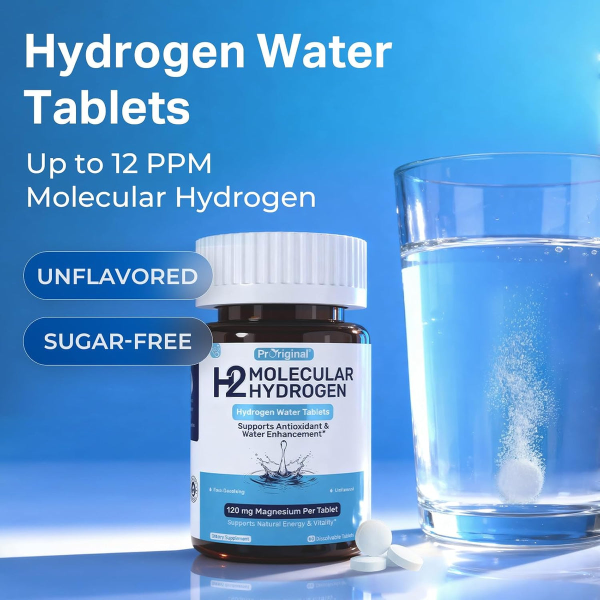 12 PPM Molecular Hydrogen Tablets & 35-Strain Probiotics with Prebiotics - Daily Wellness & Digestive Routine - 2 Items