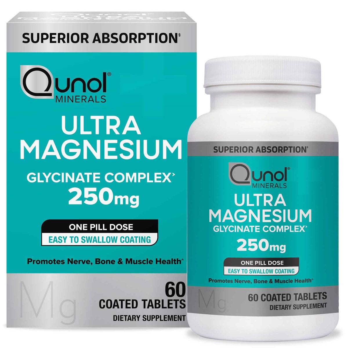 Qunol Magnesium Glycinate Complex, Gentle on Stomach, 250mg One Pill Dose, Superior-Absorption Magnesium, Nerve, Bone and Muscle Health Supplement, 60 Count (Pack of 1) QunolBuy Supplements Australia