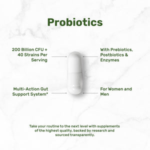 supplement products​DEAL SUPPLEMENT Probiotics for Women & Men, 200 Billion CFU Per Serving, 240 Vegetarian Capsules, 4 Month Supply | 40 Strains with Prebiotics, Enzymes & Magnesium Citrate | Non-GMO, Gluten Free - JerryCherryUSA