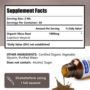 Maca Root Liquid Drops Extract | Peruvian Black & Red Blend | Natural Energy & Hormone Balance | Alcohol-Free, 60ml Vegan Tincture HUXINSKBuy Supplements Australia