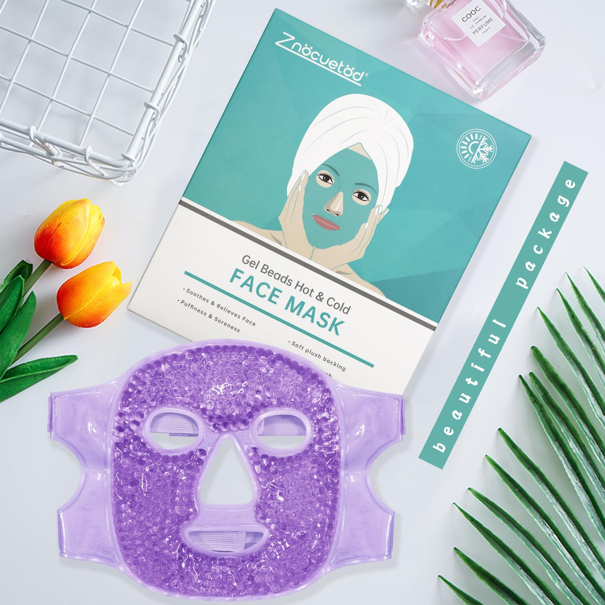 ZNÖCUETÖD Full Face Ice Mask – Gel Hot & Cold Compress for Post-Surgery Recovery, Dental Work, Facelift & Laser Treatment | Reduces Swelling & Migraines