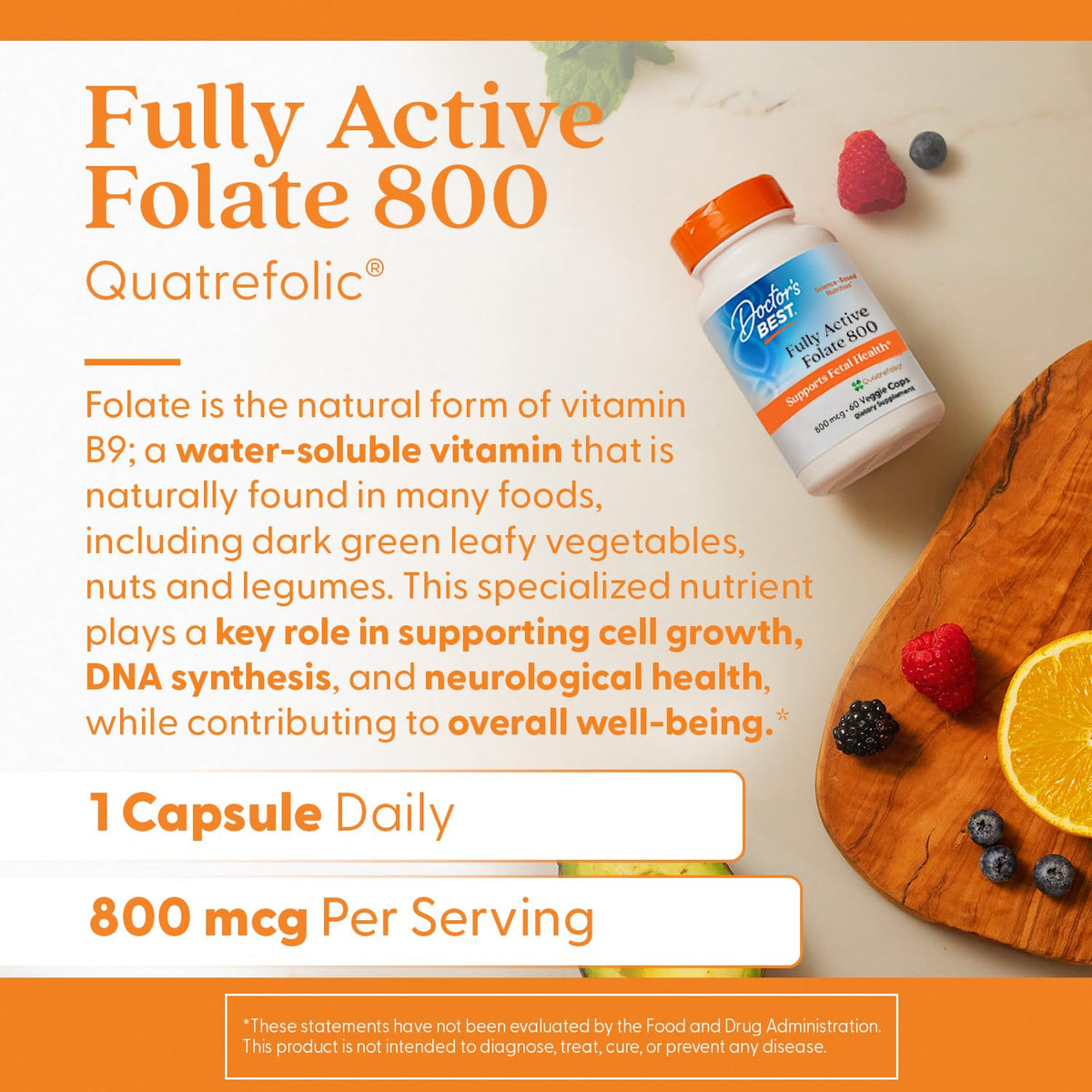 Doctor's Best Fully Active Folate with Quatrefolic400 mcg, Healthy Mood, Memory, Circulation, Well-Being, 90 VC
