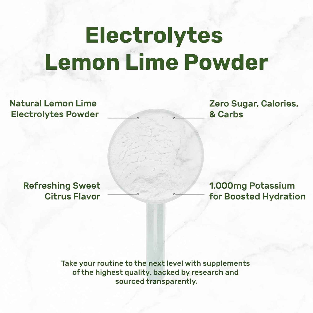 Electrolytes Powder, 1lb (69 Servings) - No Sugar, Lemon Lime - Hydration Supplement Drink Mix - High Potassium 1,000mg Per Serving, Manganese & Magnesium - Natural Hydration & Energy - Keto Friendly
