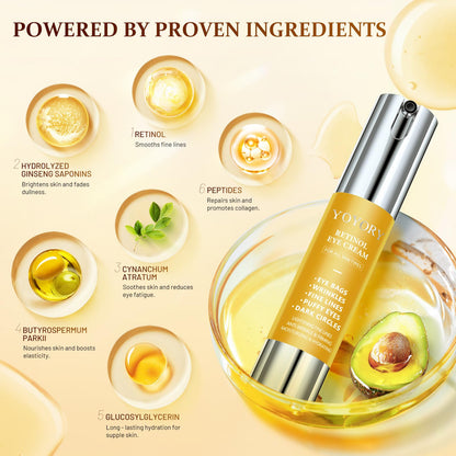 Rapid Retinol Eye Cream (0.67 fl oz) - Anti-Aging Treatment for Eye Bags, Dark Circles & Wrinkles | Hydrating Under Eye Moisturizer for Men & Women (Yellow Edition)