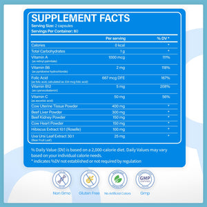 VCCVBB Beef Organ Supplements for Women, Beef Liver, Kidney, Heart, Uterus Tissue, Hormonal Balance, Immune Support,Natural Iron Vitamins Supplements for Energy, Grass Fed Pasture Raised 120 Capsules VCCVBBBuy Supplements Australia