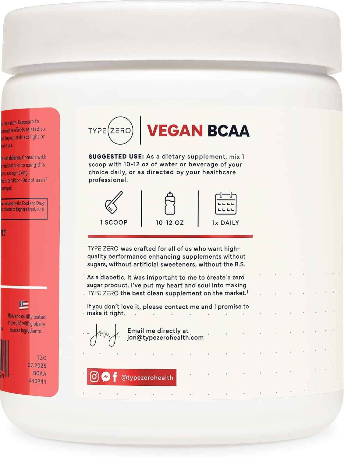 Type Zero Ultra Clean Vegan BCAA Powder + Electrolytes Tropical Fruit Punch - 6g Per Serving, 2:1:1 Sugar-Free, No Sucralose, BCAAs Amino Acids Supplement, After Workout Drink, 30 Servings