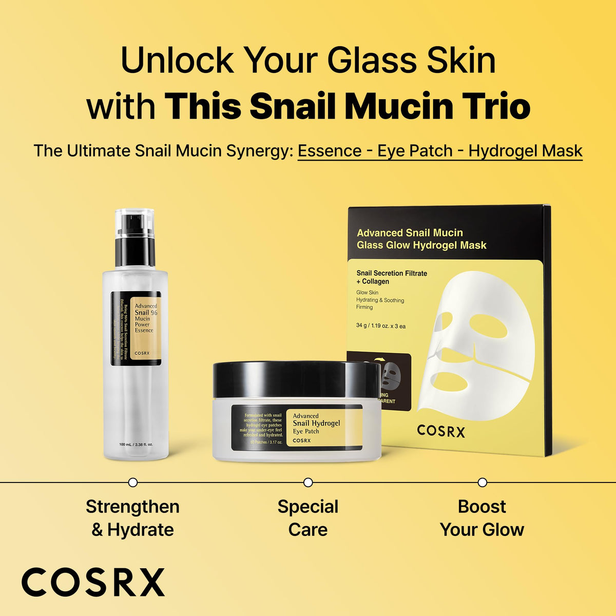 COSRX Advanced Snail Hydrogel Eye Patch - 60 Patches - Hydrating Snail Mucin Gel Serum Mask for Fine Lines & Puffiness