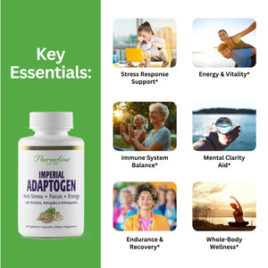 Paradise Herbs, Imperial Adaptogens, with Ashwagandha, Astragalus, Rhodiola, Proprietary Adaptogen Blend for Stress Support, Focus & Energy, 60 Vegetarian Capsules Paradise HerbsBuy Supplements Australia