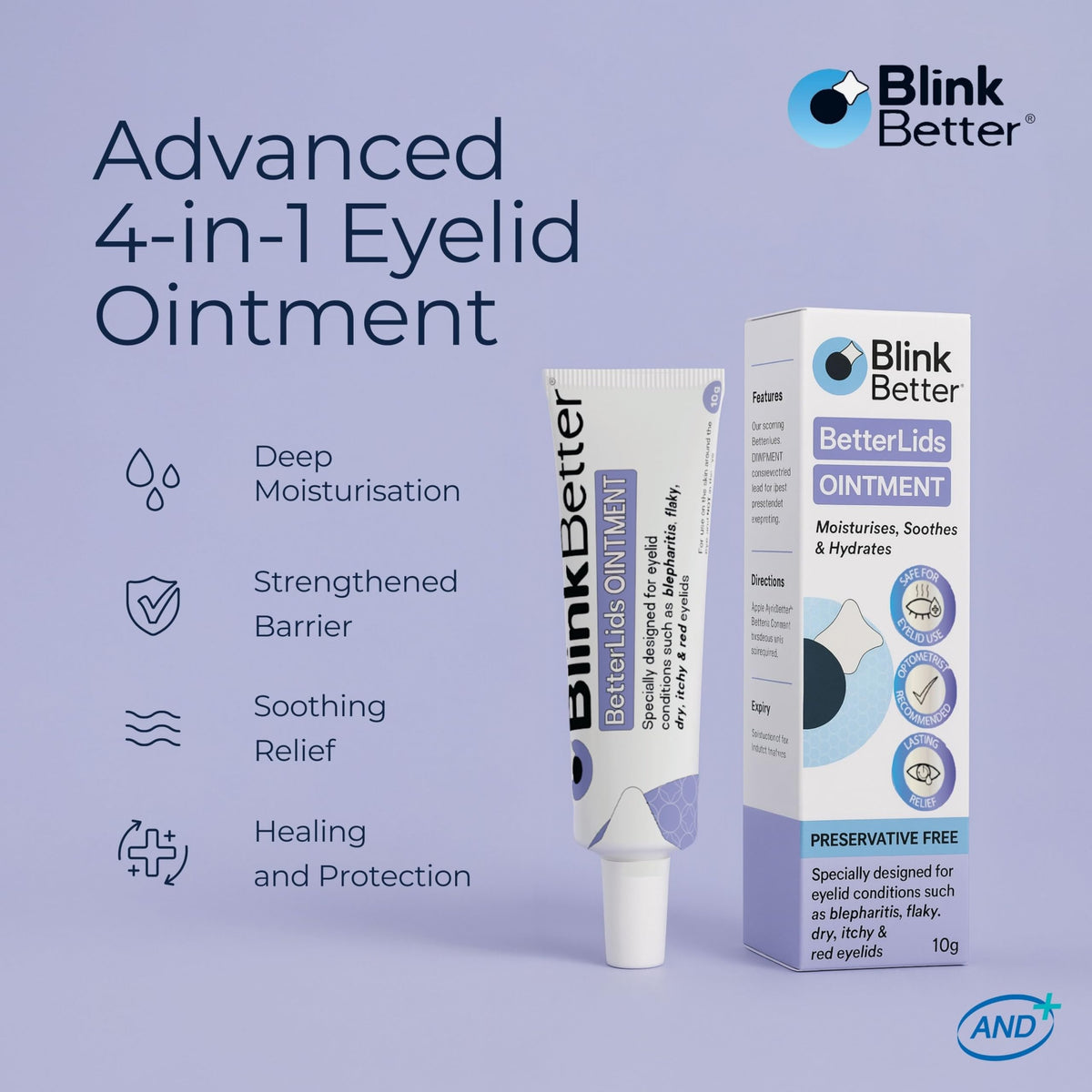 BlinkBetter BetterLids Eyelid Ointment (0.34 oz) – Deep-Moisturizing Oat Complex with Shea Butter & Panthenol for Dry, Itchy & Sensitive Skin