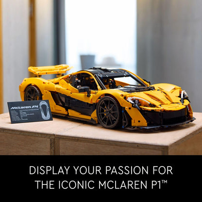LEGO Technic McLaren P1 Hypercar Building Set, Gift for Adult Racing Fans, Race Car Collectible Model with V8 Piston Engine and 7-Speed Gearbox, 42172