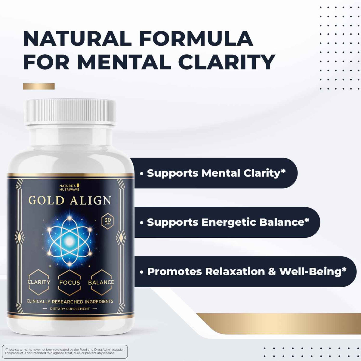 Gold Align - Holy Basil Capsules with Sage, Goldenseal, Monoatomic Gold - Herbal Supplement for Overall Health,100% Natural - Made in USA, Non-GMO, GMP-Certified - 30 Capsules, 1 Month Supply