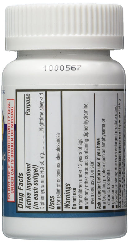 Equate - Sleep Aid 50 mg, Maximum Strength, 96 Softgels (Compare to Unisom)