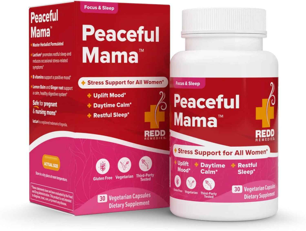 Redd Remedies Peaceful Mama - Designed for Women in All Stages of Life - with Lactium, Lemon Balm, and Ginger Root - 30 Servings