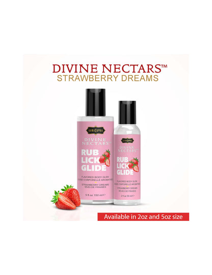 Kama Sutra Divine Nectars Strawberry Dreams 2 fl oz - Flavored 3-in-1: Use Oral, Massage, Water Based for Couples, Women, and Men. Body Topping Manufactured in USA. Ideal for Foreplay.