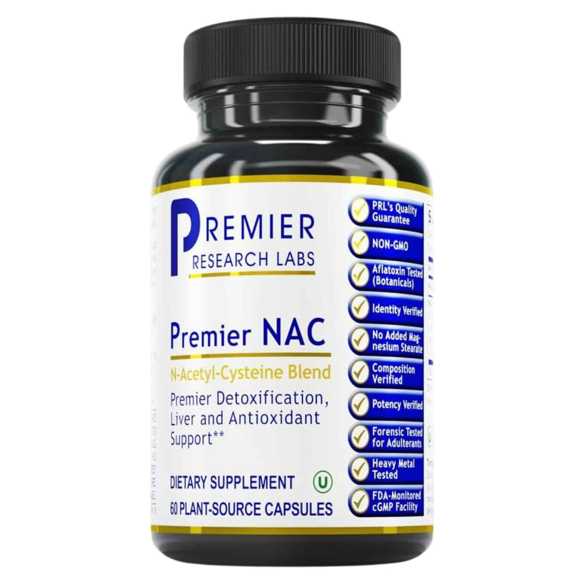 Premier Research Labs Premier NAC - NAC Supplement N-Acetyl Cysteine, N-Acetyl-L-Cysteine, Liver & Immune Support, 300mg NAC Per Capsule - 60 Vegetarian Capsules