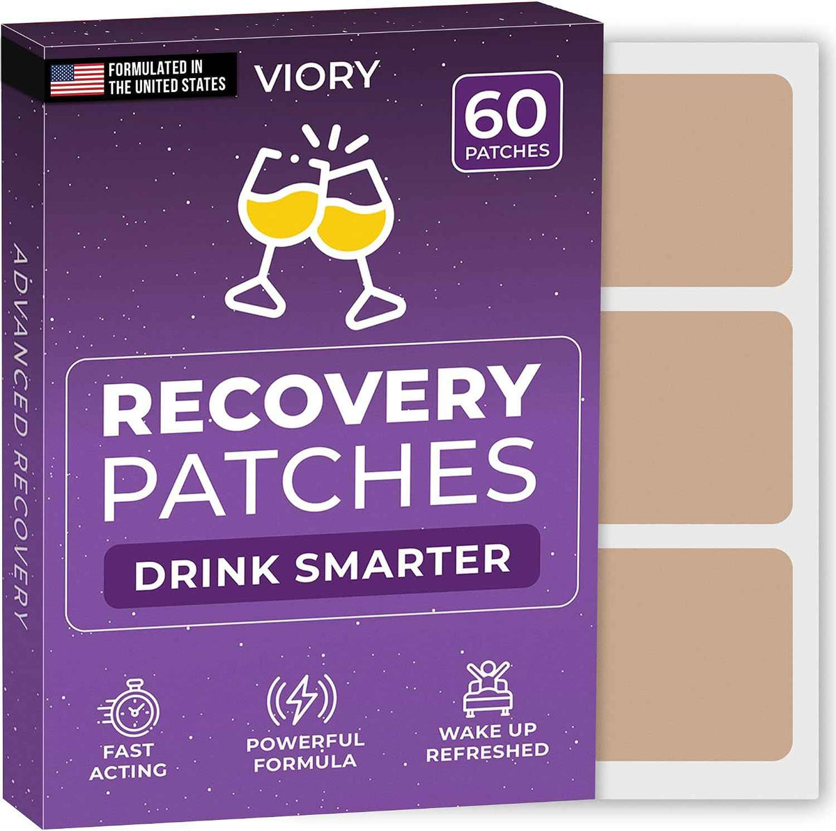 Recovery Patches 60 Pack - Wake Up Refreshed & Energized - Skin-Friendly - 100% Natural Ingredients, Patch For Party, Skin-Friendly & Waterproof, Apply Before Drinking, Enhanced Morning Formula