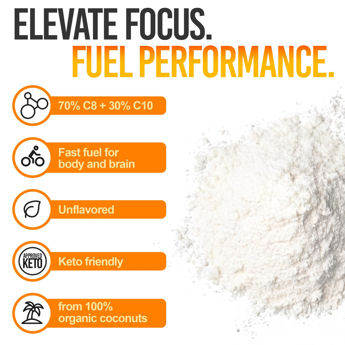 Intentionally Bare MCT Oil Powder - Unflavored – Zero net Carbs 16oz